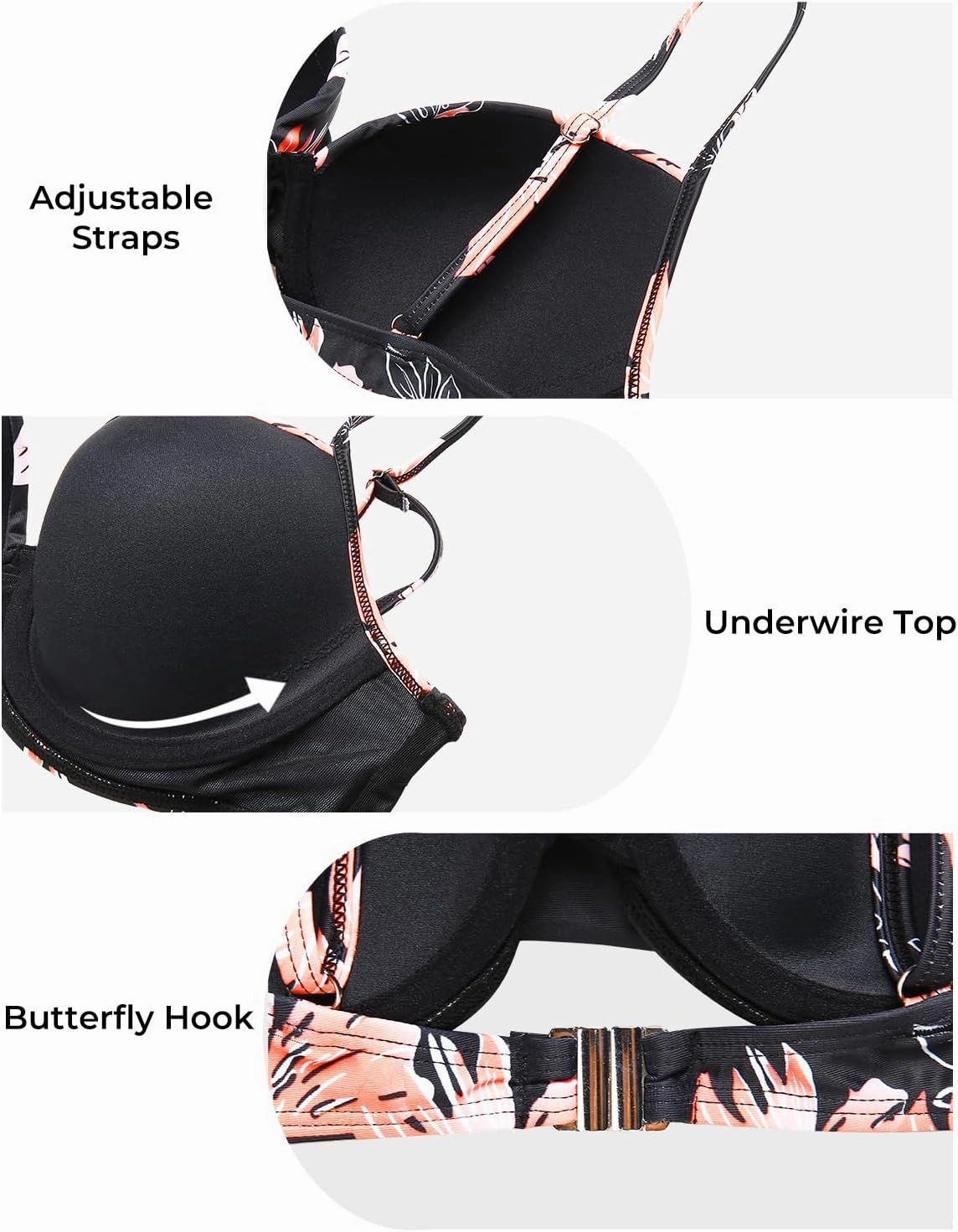 Aqua Eve Women Underwire Bikini Top Only - 2025 Push Up Swim Top Padded Bra Swimsuit