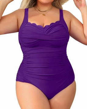 Aqua Eve Womens Plus Size One Piece Swimsuit- Tummy Control Bathing Suit Full Coverage Swimwear