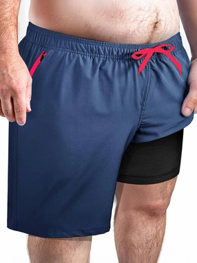 Arcweg Men's Big & Tall Swim Trunks - Quick Dry Board Shorts with Compression Liner & Zipper Pockets (2X-6X)