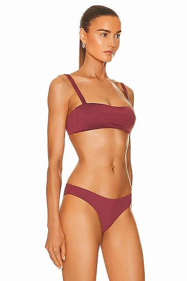 ASCENO Naples Mid-Rise Bikini Briefs in Burgundy