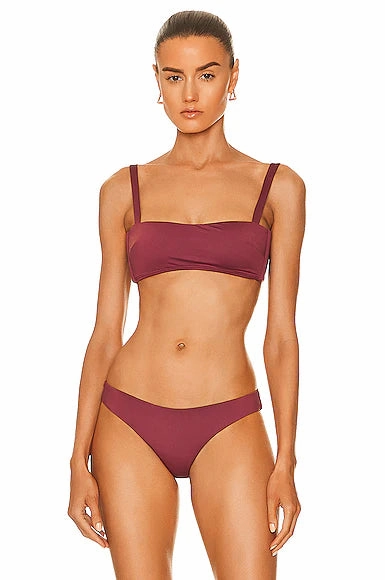 ASCENO Naples Mid-Rise Bikini Briefs in Burgundy