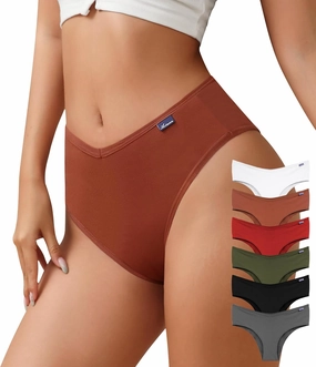 ASIMOON High Waisted Cotton Bikini Underwear for Women Sexy High Cut Cheeky Panties Ladies Stretch V Waist Panty