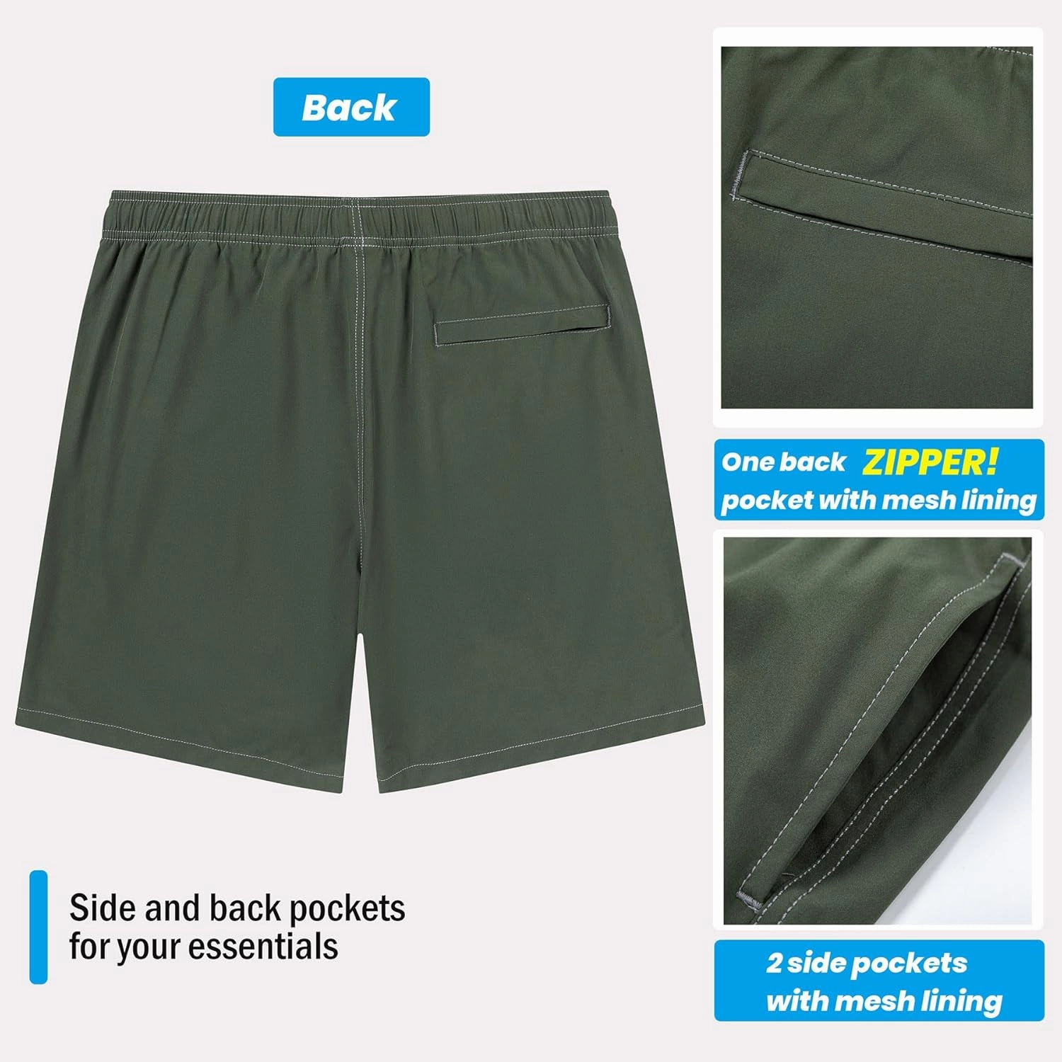 Aueyan Mens Swim Trunks with Compression Liner 7 inch Quick Dry Beach Board Shorts