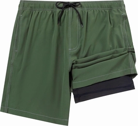 Aueyan Mens Swim Trunks with Compression Liner 7 inch Quick Dry Beach Board Shorts