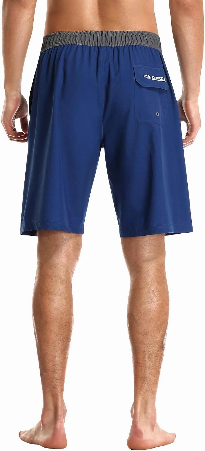 AXESEA Mens Swim Trunks Quick Dry Surf Long Elastic with Pockets Swimwear Bathing Suits No Mesh Lining