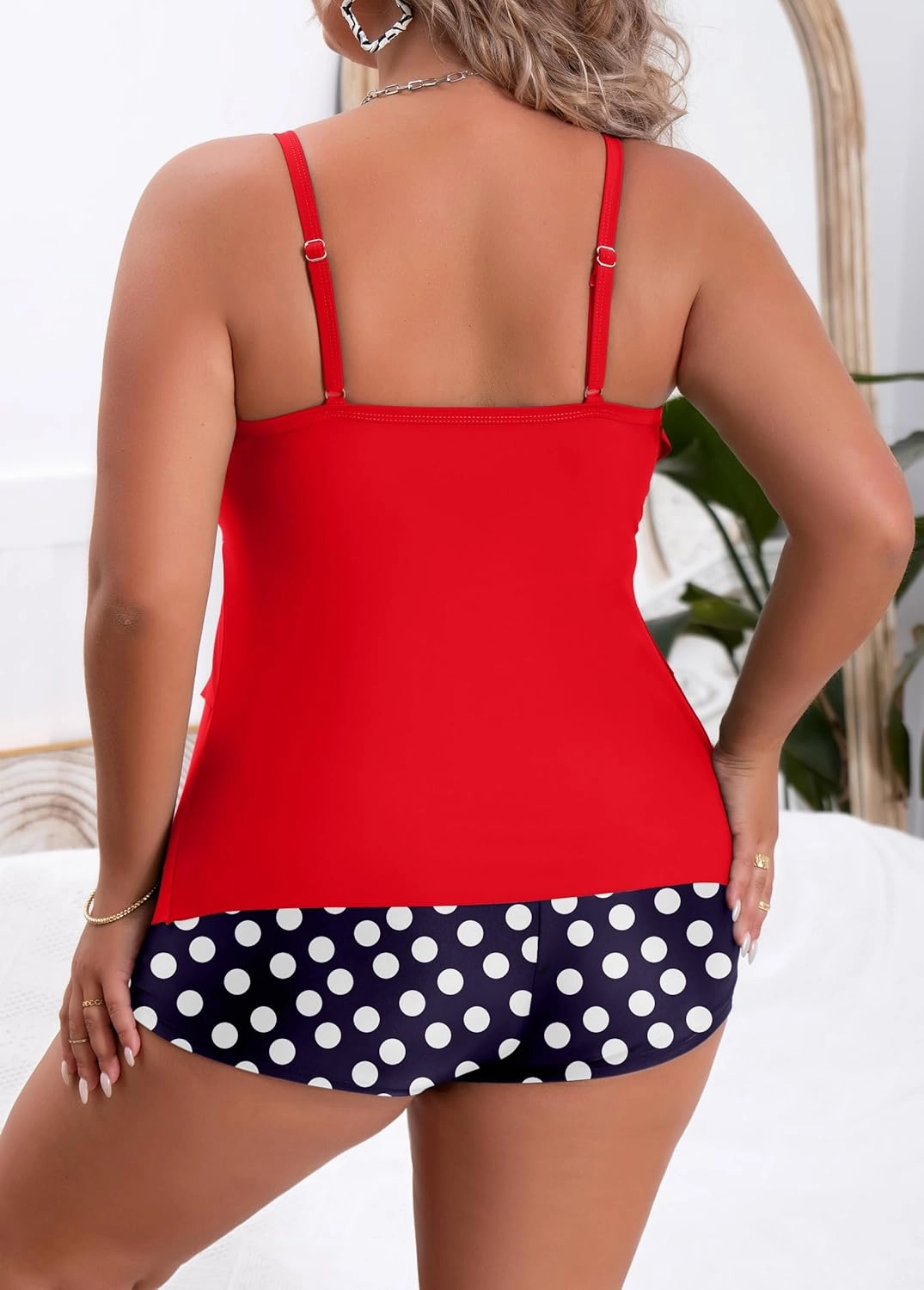 B2prity Women Plus Size Tankini Swimsuits Tummy Control Two Piece Bathing Suit Ruffled Flounce Swimwear with Shorts