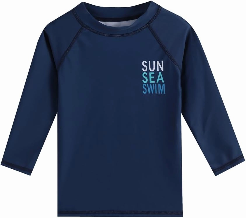 Baby Boys Swimsuit, 3-Piece Toddlers Swimsuit Trunk Long Sleeve Rashguard Swimwear and Sun Hat Set