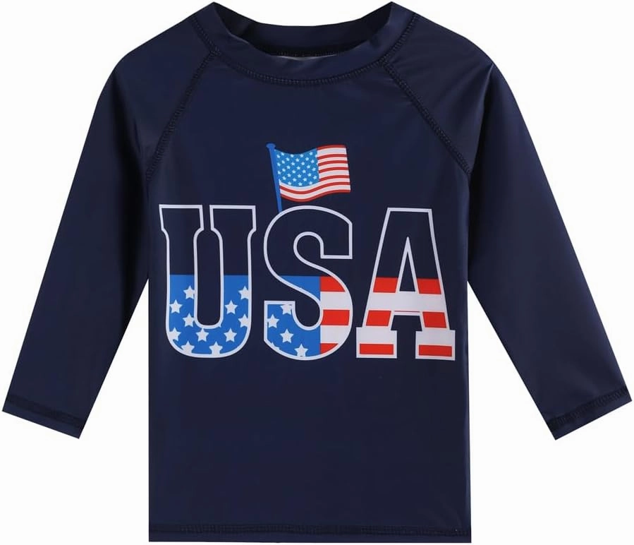 Baby Boys Swimsuit, 3-Piece Toddlers Swimsuit Trunk Long Sleeve Rashguard Swimwear and Sun Hat Set