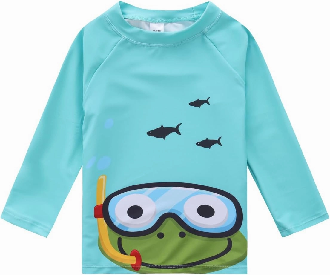 Baby-Boys Toddler Long Sleeved Rashguard Swim Bathing Suit and Sun Hat Set