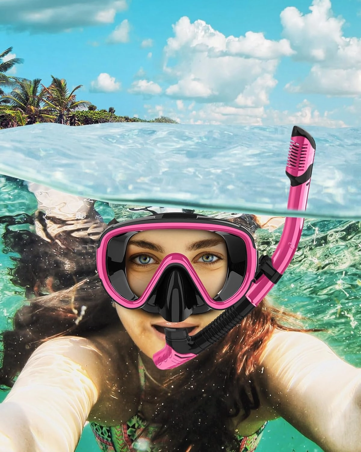 Bairuifu 2 Packs Dry Snorkel Mask Set Snorkeling Gear for Adults Scuba Diving Mask Swimming Glasses Swim Dive Mask Nose Cover Free Diving