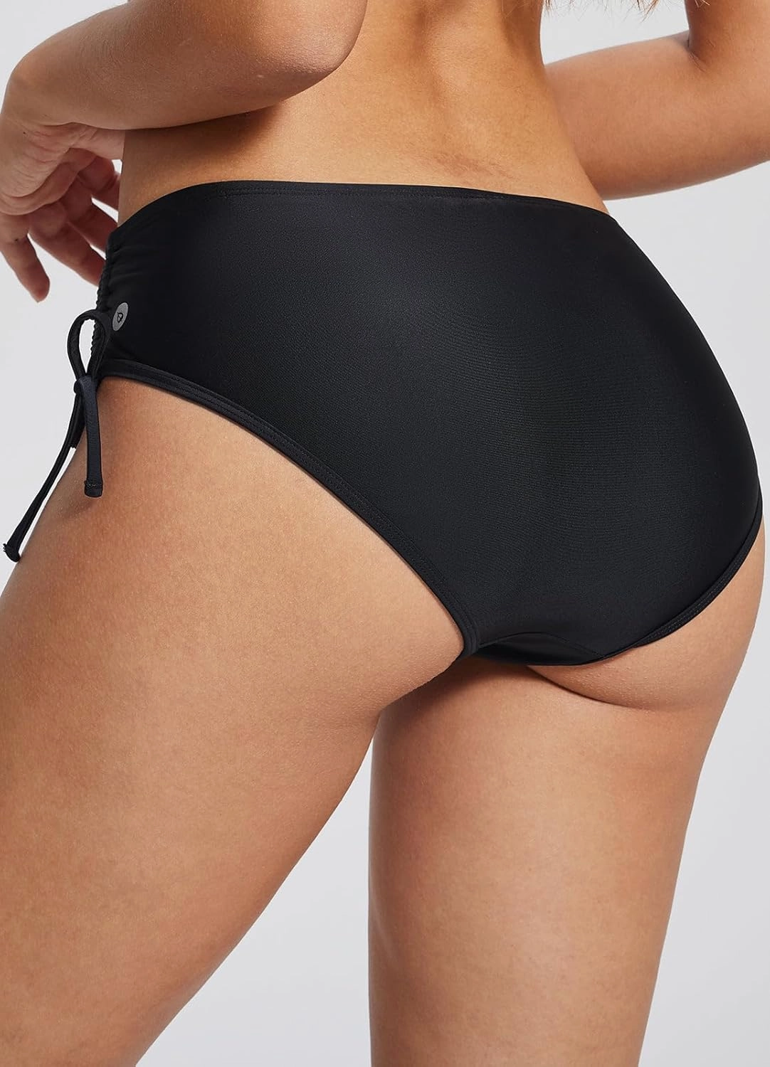 baleaf Women's Bikini Bottom Mid Waisted Adjustable Side Tie Swim Bottoms Ruched Cheeky Mid Coverage Swim Briefs