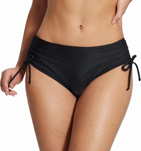 baleaf Women's Bikini Bottom Mid Waisted Adjustable Side Tie Swim Bottoms Ruched Cheeky Mid Coverage Swim Briefs