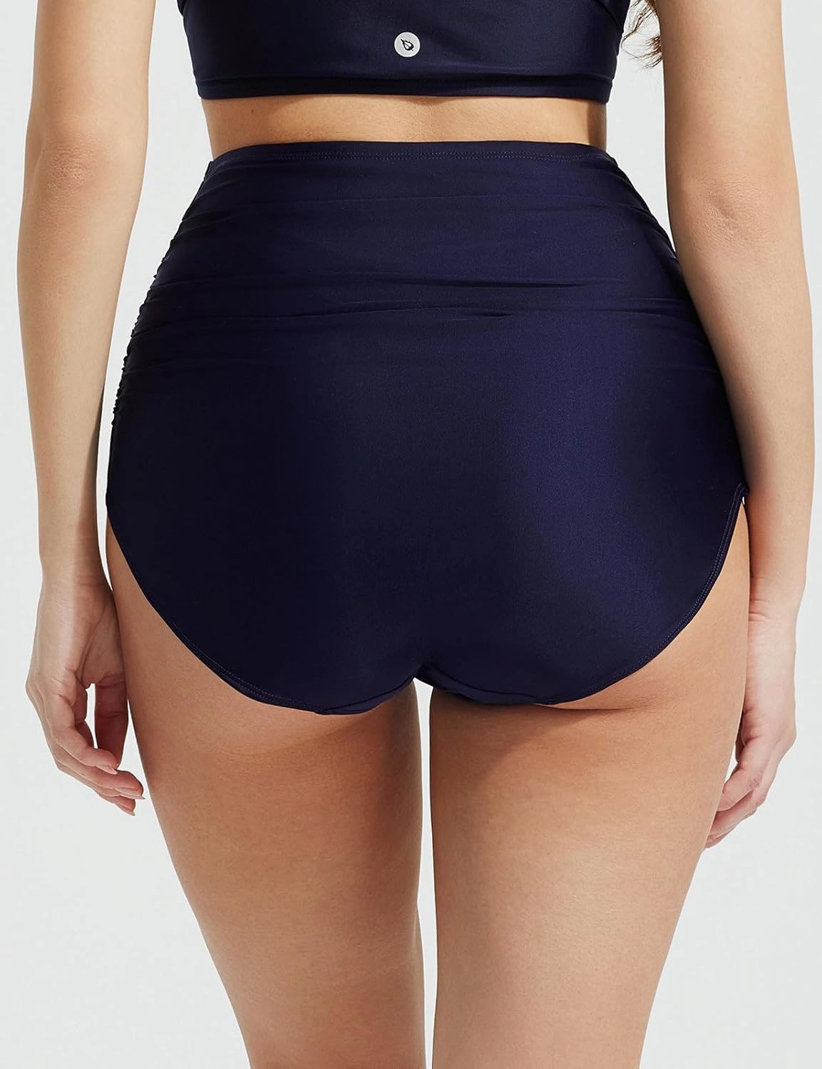 baleaf Women's High Waisted Bikini Bottoms Full Coverage Ruched Bathing Suit Tummy Control Swimsuit Bottom