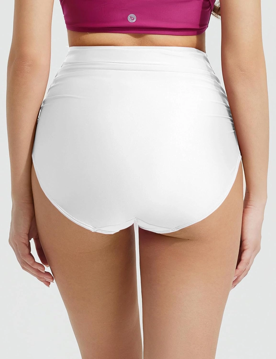 baleaf Women's High Waisted Bikini Bottoms Full Coverage Ruched Bathing Suit Tummy Control Swimsuit Bottom