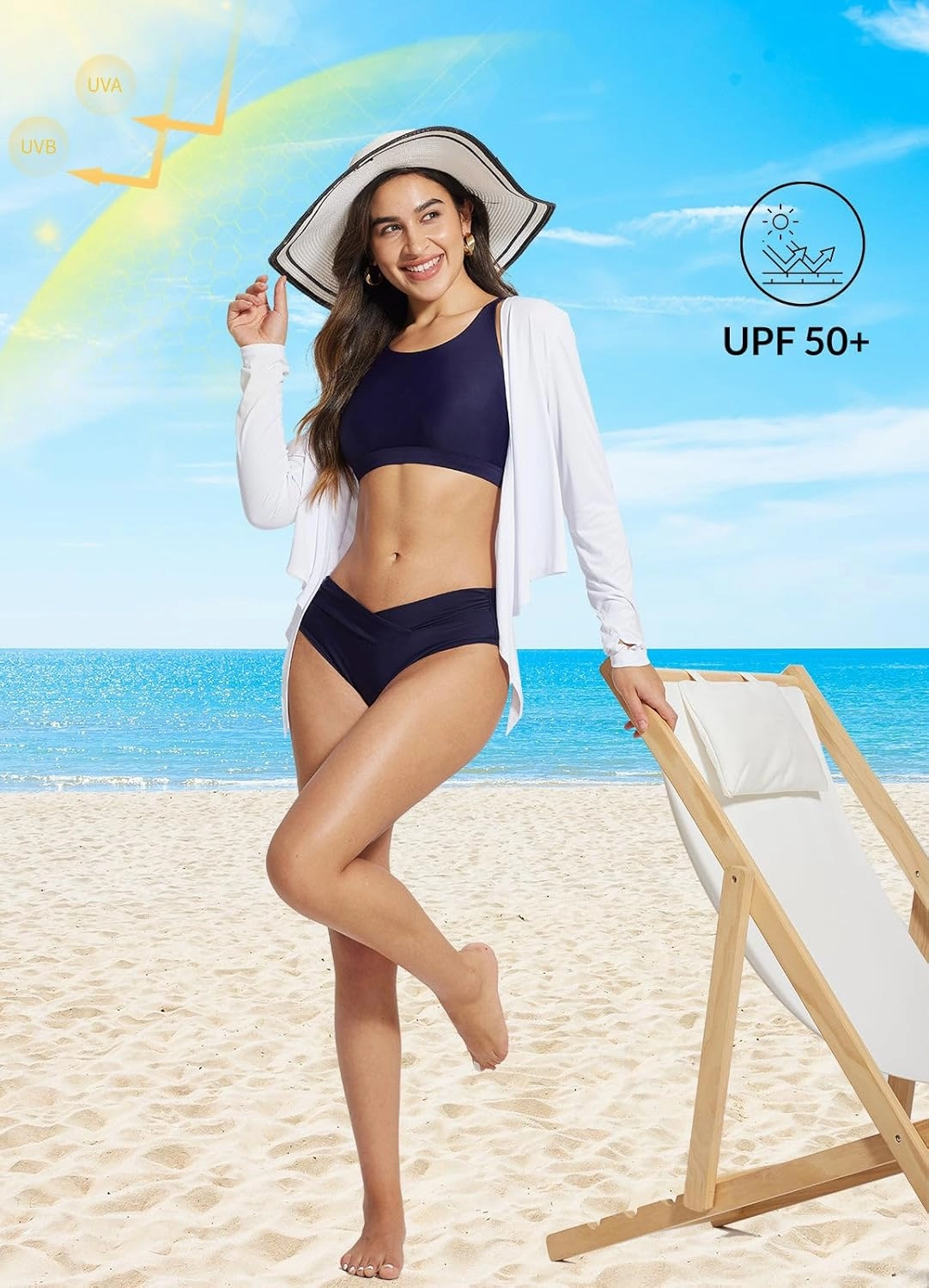 BALEAF Women's Modest Bikini Bottom High Waisted Swim Bottoms Full Coverage Bathing Suit Bottom