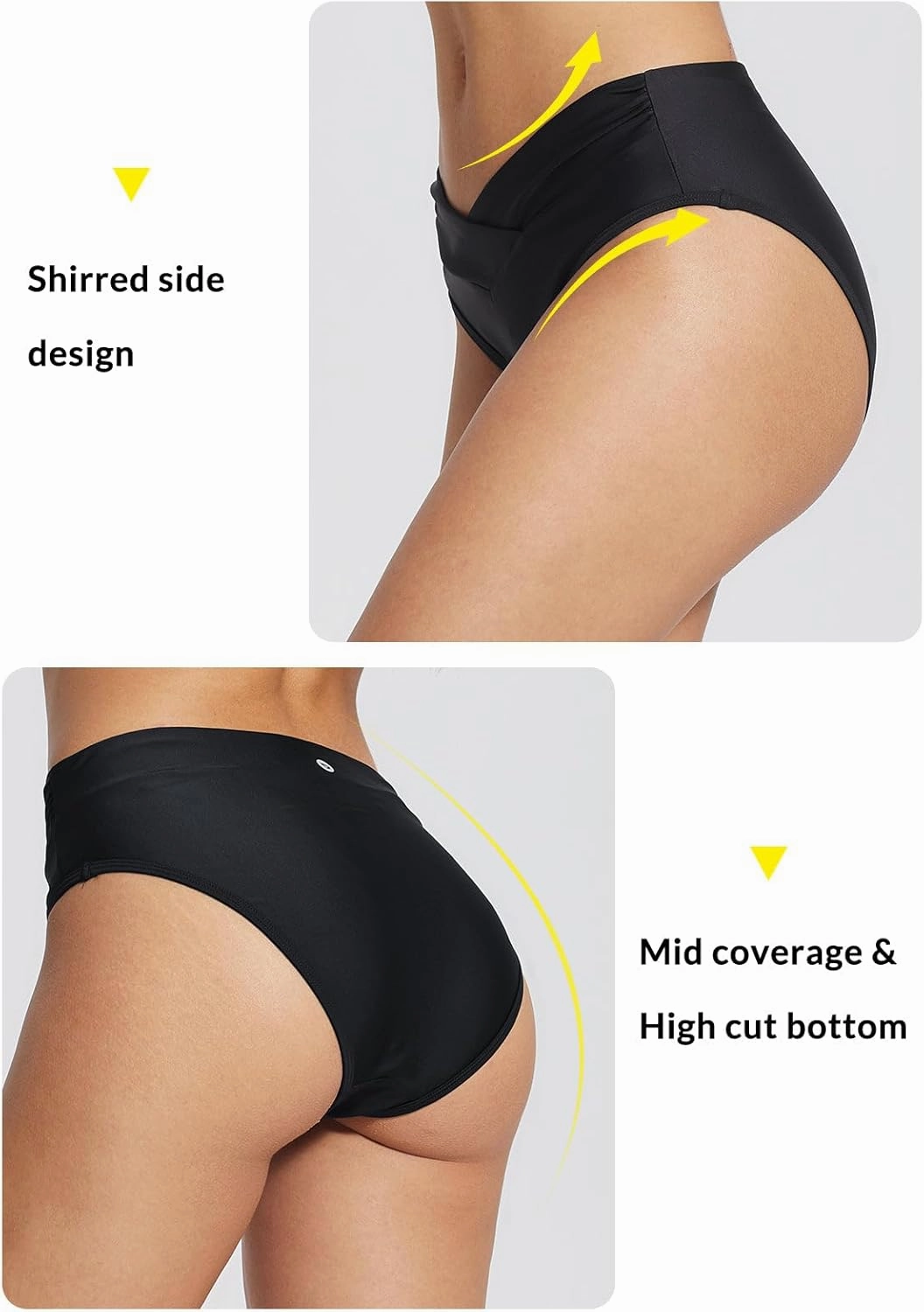 BALEAF Women's Modest Bikini Bottom High Waisted Swim Bottoms Full Coverage Bathing Suit Bottom