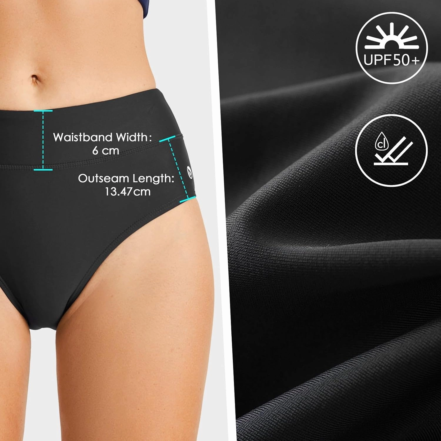 baleaf Women's Modest Bikini Bottom High Waisted Swim Bottoms Full Coverage Bathing Suit Bottom