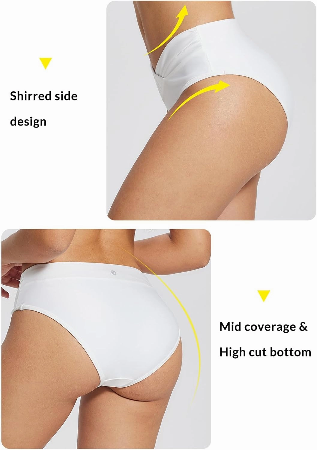 BALEAF Women's Modest Bikini Bottom High Waisted Swim Bottoms Full Coverage Bathing Suit Bottom