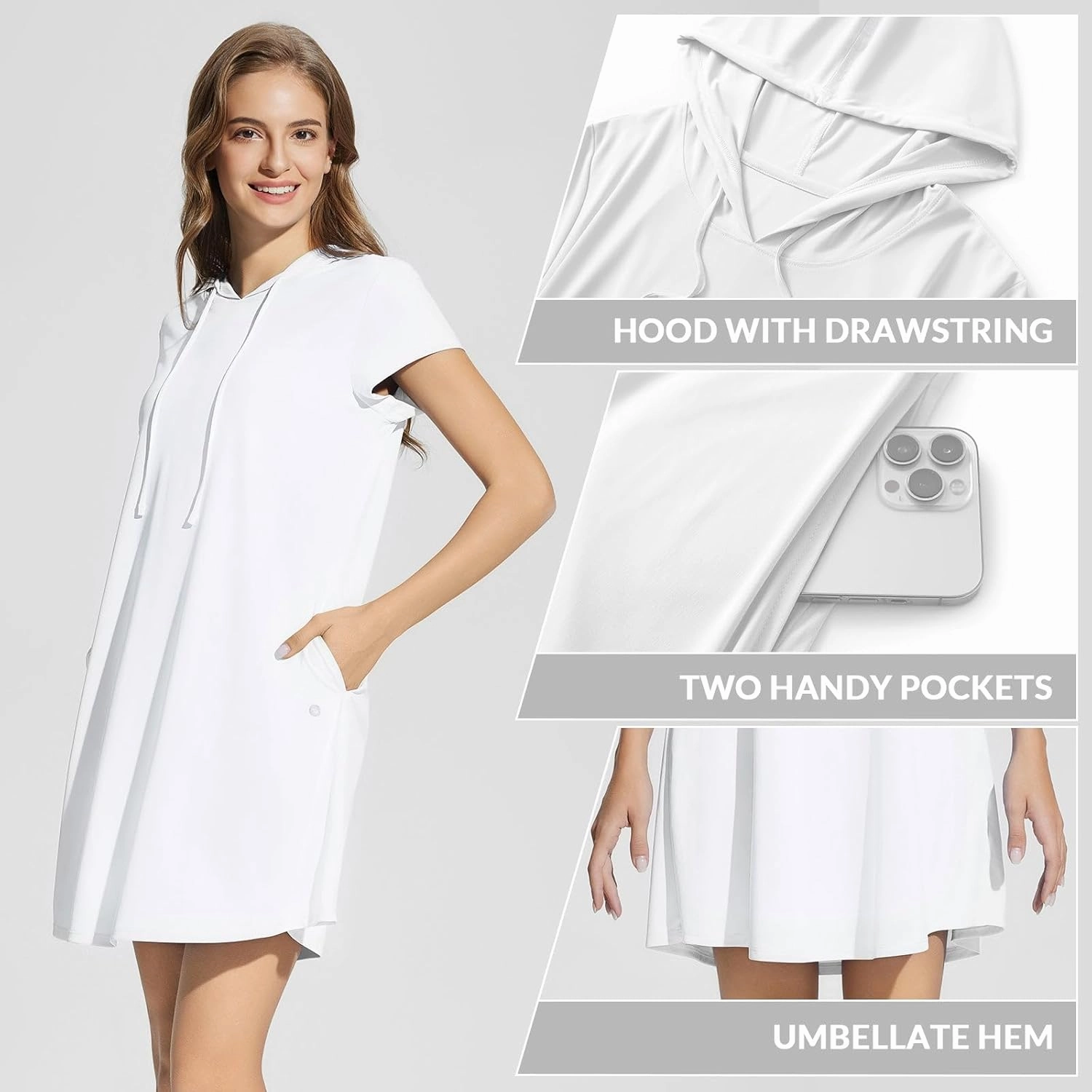 baleaf Women's Short Sleeve UPF 50  Cover Up with Pockets Quick Dry Beach Coverups Sun Protection Swimwear