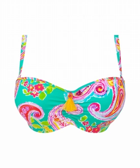 Bandeau Bikini Top In Aquaholi
