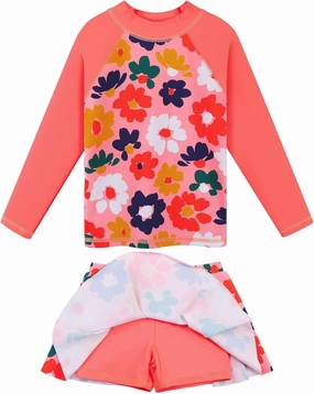 BAOHULU Girl's Two-Piece Long Sleeve Swimsuits UPF50  Rash Guard Kids Bathing Suit