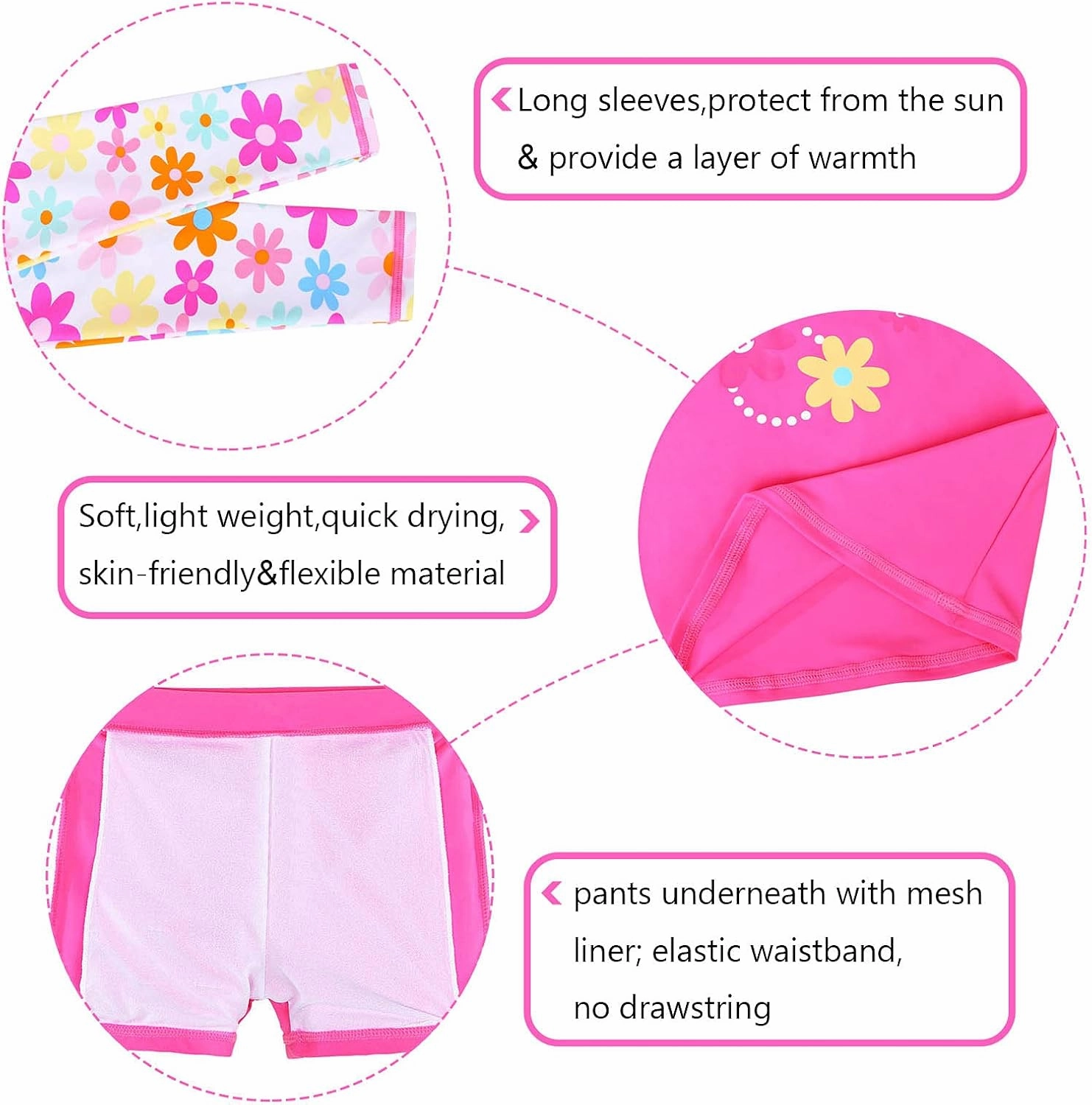 BAOHULU Girl's Two-Piece Long Sleeve Swimsuits UPF50  Rash Guard Kids Bathing Suit