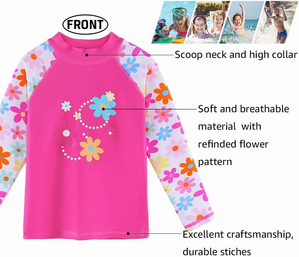 BAOHULU Girl's Two-Piece Long Sleeve Swimsuits UPF50  Rash Guard Kids Bathing Suit