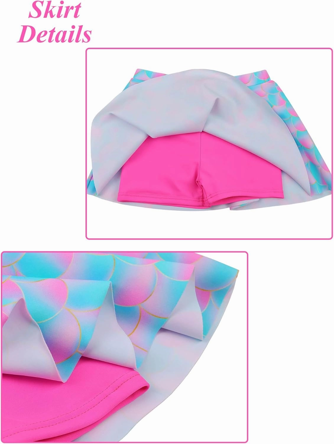 BAOHULU Girls Rash Guard 2 Pieces Bathing Suit UPF50  Swimsuit with Swimming Skirt Swimwear 2-12Y