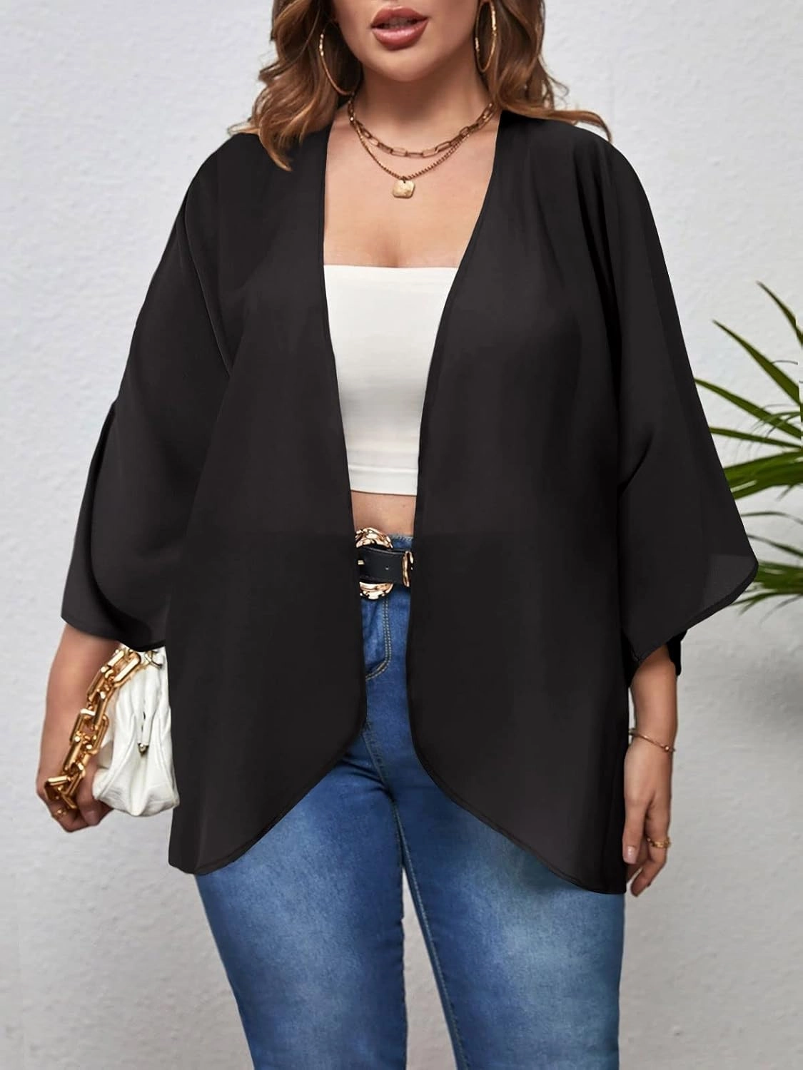 BB&KK Women's Chiffon Kimono Loose Casual Open Front Cover Ups