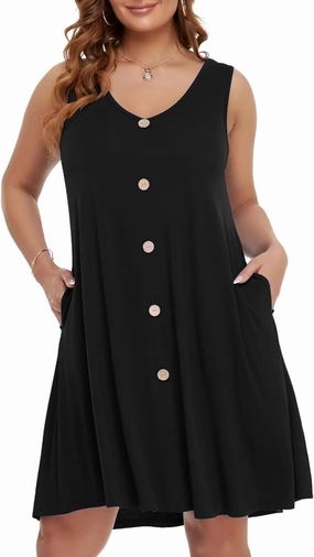 BELAROI Summer Dresses for Women Beach Tshirt Sundress V Neck Casual Swing Tank Dress Swimsuit Cover Ups Pockets