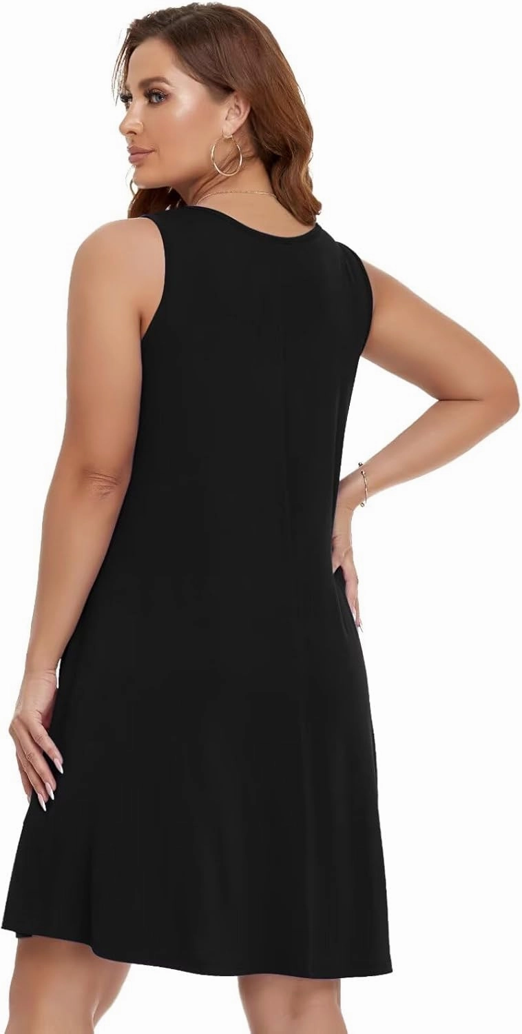 BELAROI Summer Dresses for Women Beach Tshirt Sundress V Neck Casual Swing Tank Dress Swimsuit Cover Ups Pockets