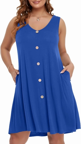 BELAROI Summer Dresses for Women Beach Tshirt Sundress V Neck Casual Swing Tank Dress Swimsuit Cover Ups Pockets