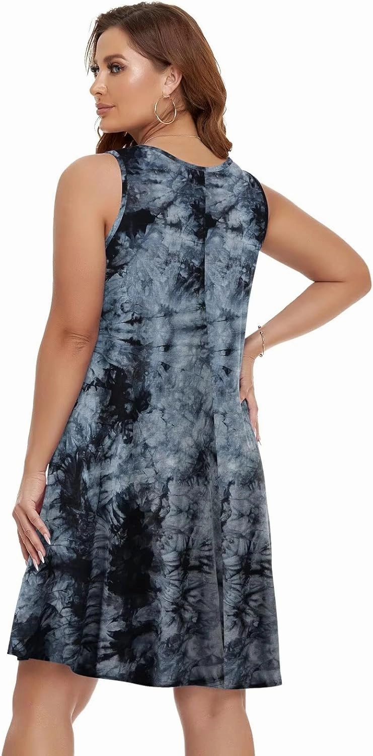 BELAROI Women Casual Summer Beach Dresses Plus Size Sundress V Neck Pockets Swing Tank Dress Cover Ups
