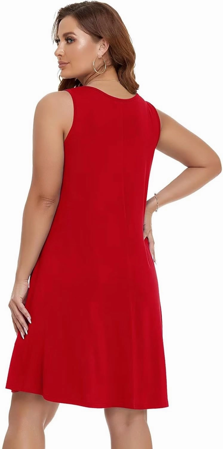 BELAROI Women Casual Summer Beach Dresses Plus Size Sundress V Neck Pockets Swing Tank Dress Cover Ups