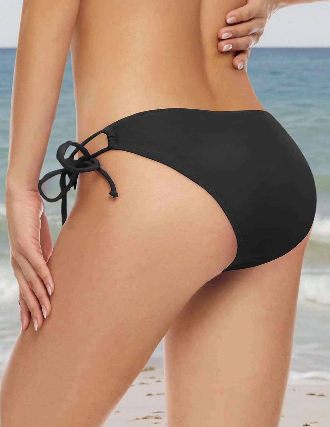 Bellecarrie Women's Tie Side Bikini Bottoms Mid Rise String Bathing Suits Bottom