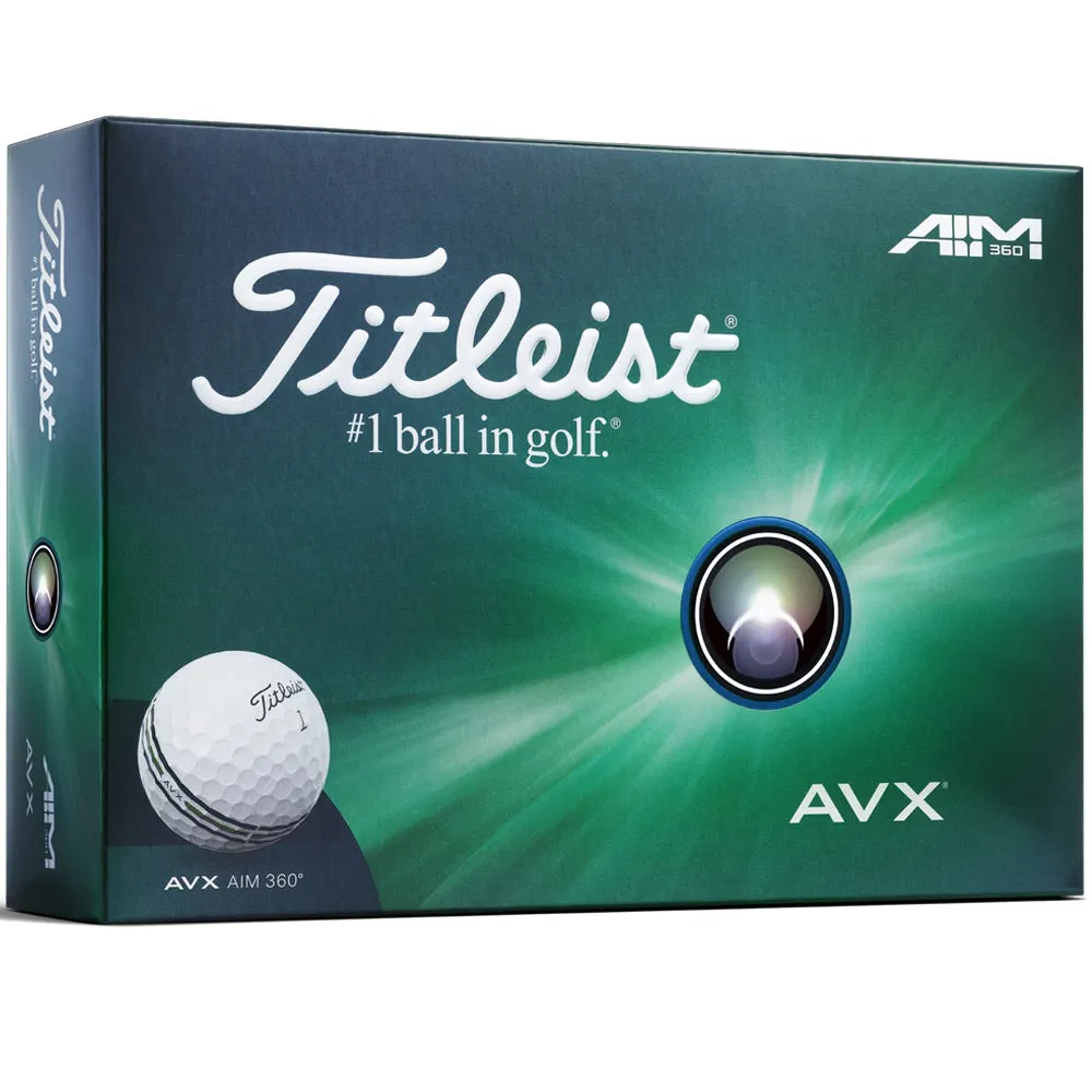 Titleist AVX Aim 360 Full Wrap Golf Balls - White - 12 Pack, Golf hitting mat, Golf organizer for car, Compression golf socks