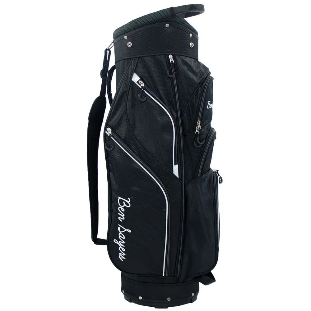 Ben Sayers DLX Cart Bag - Black/White, Rain golf gloves, Golf bag cooler pocket, Golf club fitting near me