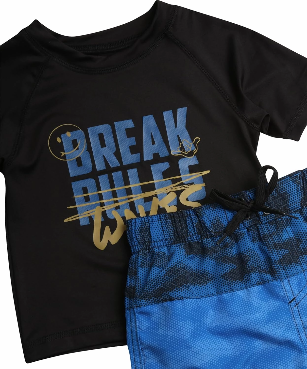 Big Chill Boys Rash Guard Set - 2 Piece UPF 50  Quick Dry Short Sleeve Swim Shirt and Swim Trunks for Boys (Sizes: 4-14)