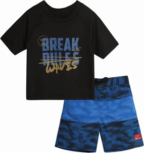Big Chill Boys Rash Guard Set - 2 Piece UPF 50  Quick Dry Short Sleeve Swim Shirt and Swim Trunks for Boys (Sizes: 4-14)