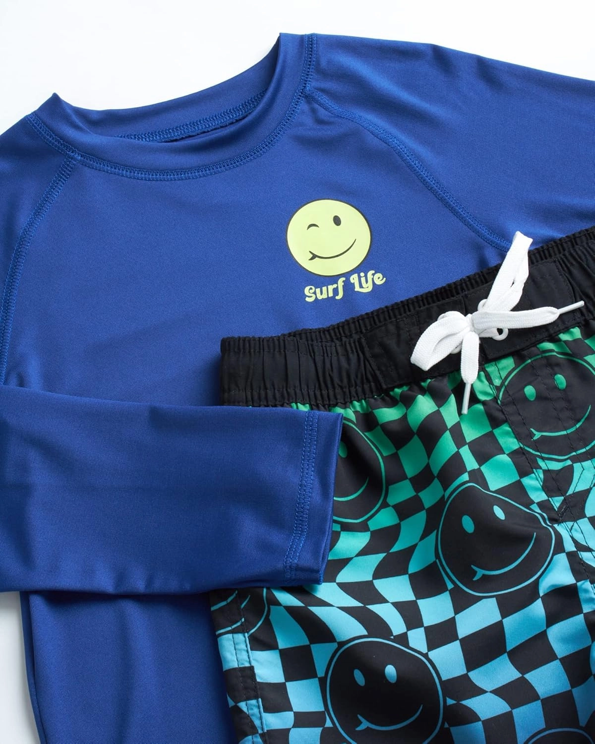 Big Chill Boys Rash Guard Set - 4 Piece UPF 50  Quick Dry Long Sleeve Swim Shirts and Trunks Set for Boys (Sizes: 4-14)