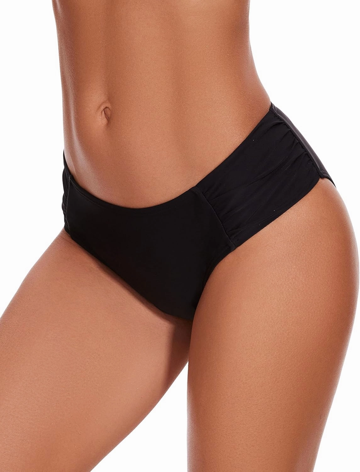 Bikini Bottoms for Women, Black Bathing Suit Bottoms,Low Waisted Full Coverage Swimsuit Bottoms