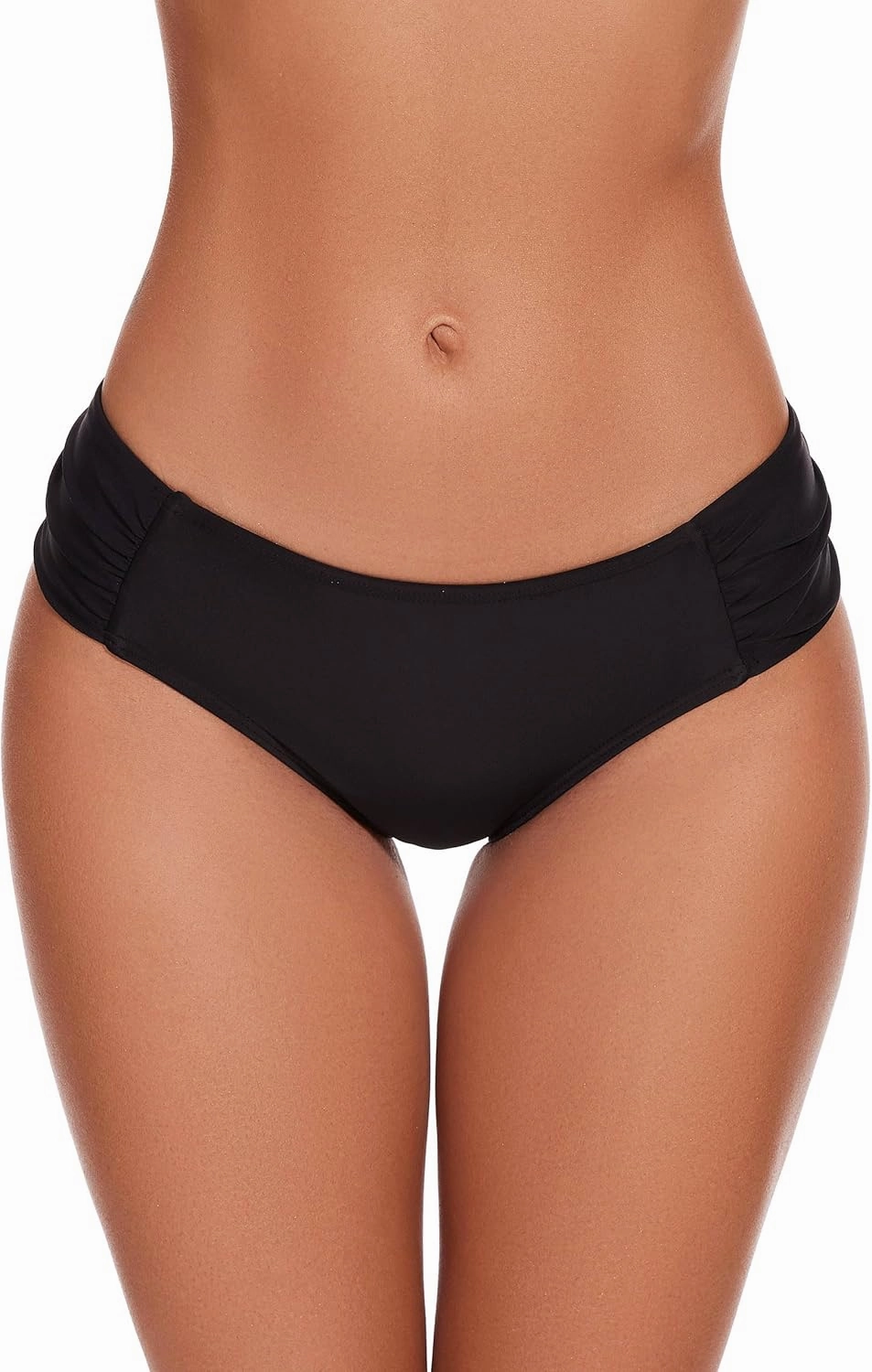 Bikini Bottoms for Women, Black Bathing Suit Bottoms,Low Waisted Full Coverage Swimsuit Bottoms