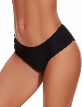 Bikini Bottoms for Women, Black Bathing Suit Bottoms,Low Waisted Full Coverage Swimsuit Bottoms