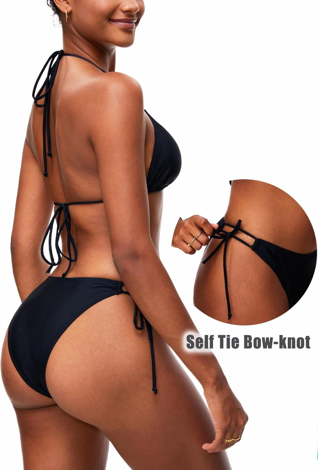 Bikini Bottoms for Women Full Coverage Bathing Suit Swim Bottom Thong Bikinis Black