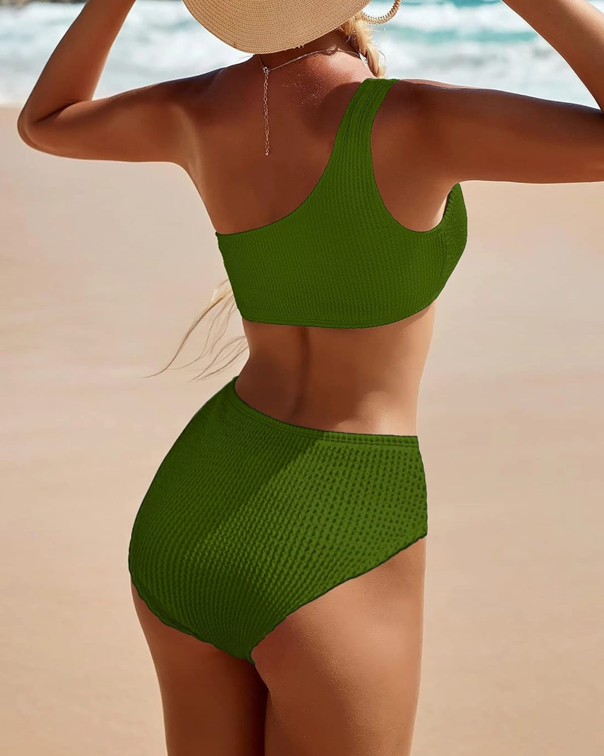 Bikini Sets for Women High Waisted 2 Piece Bestselling Swimsuit Ribbed One Shoulder Tummy Control Bathing Suit 2025