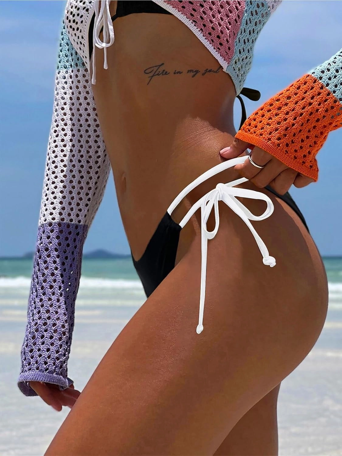 BIKINX Women's Bikini Bottom Side Tie Cheeky Bathing Suit High Cut Swimsuit