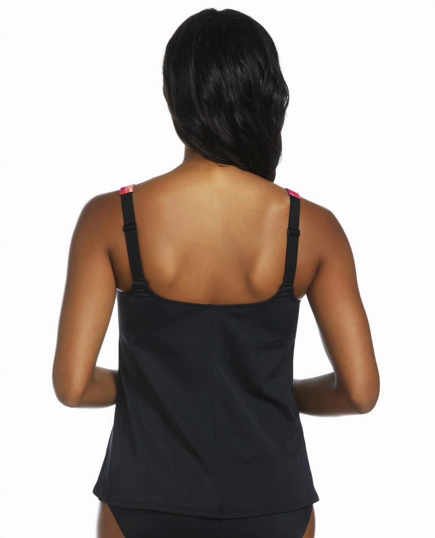 Birds Of A Feather Square Neck Tankini Top In Black