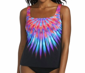 Birds Of A Feather Square Neck Tankini Top In Black