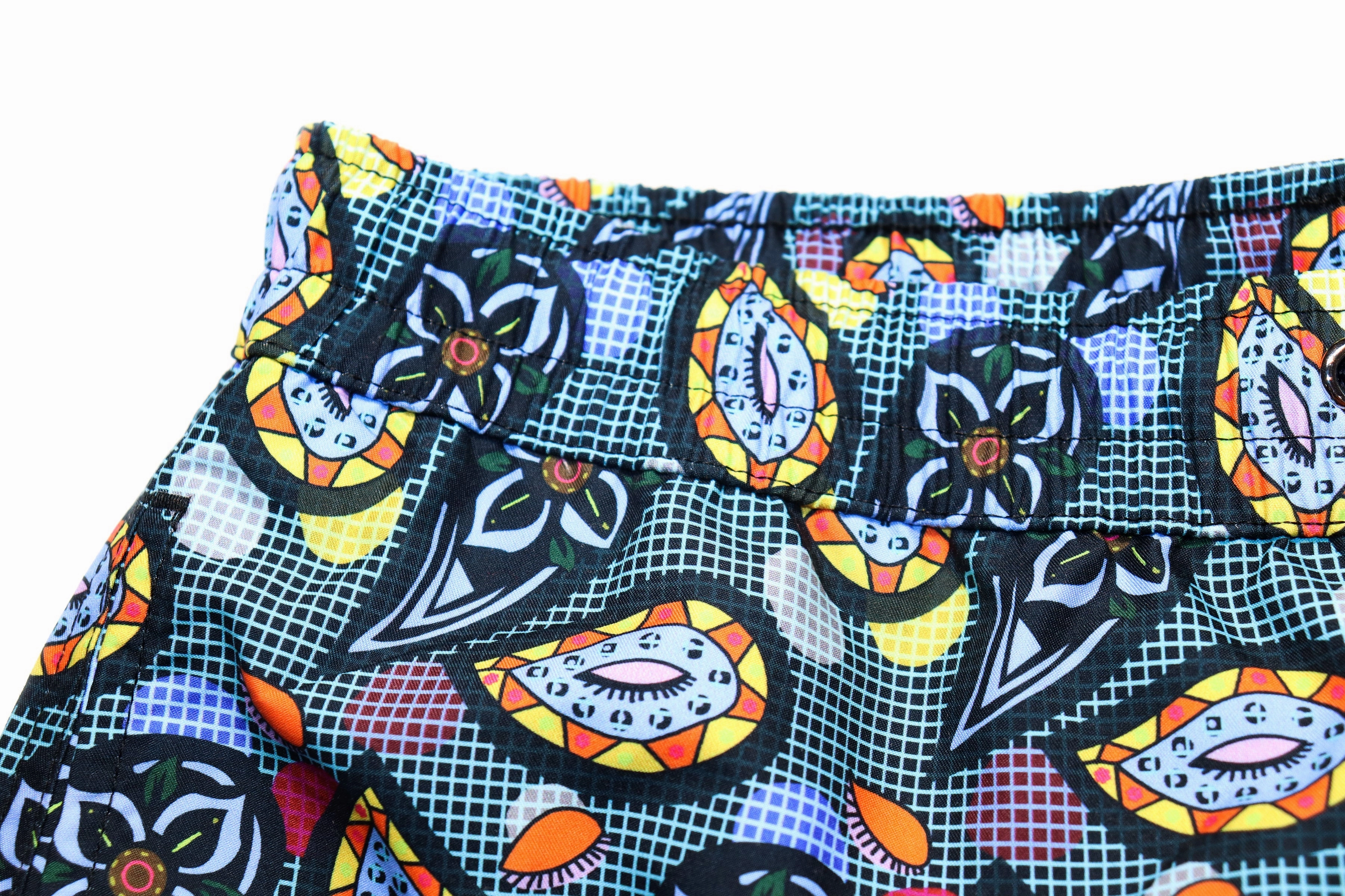 Black with Teal Grid & Jumbo Paisley