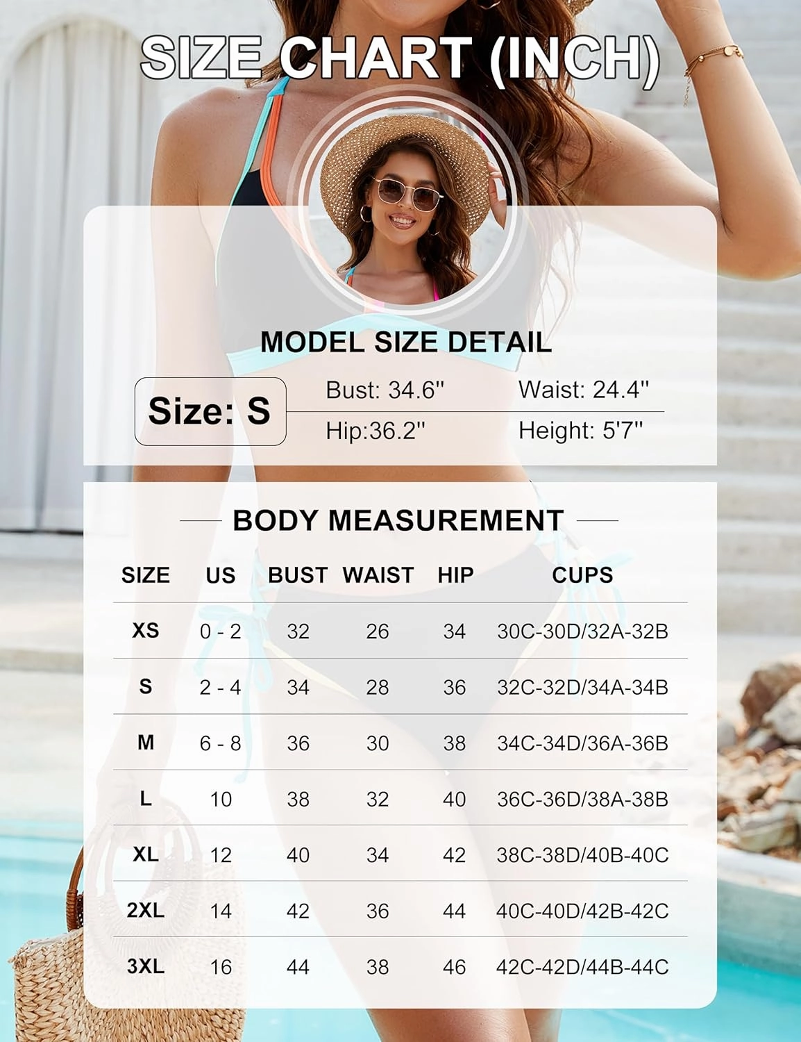 Blooming Jelly Women's Bikini Set Two Piece Swimsuit Triangle Top String Mid Rise Bottom Cheeky Bathing Suit